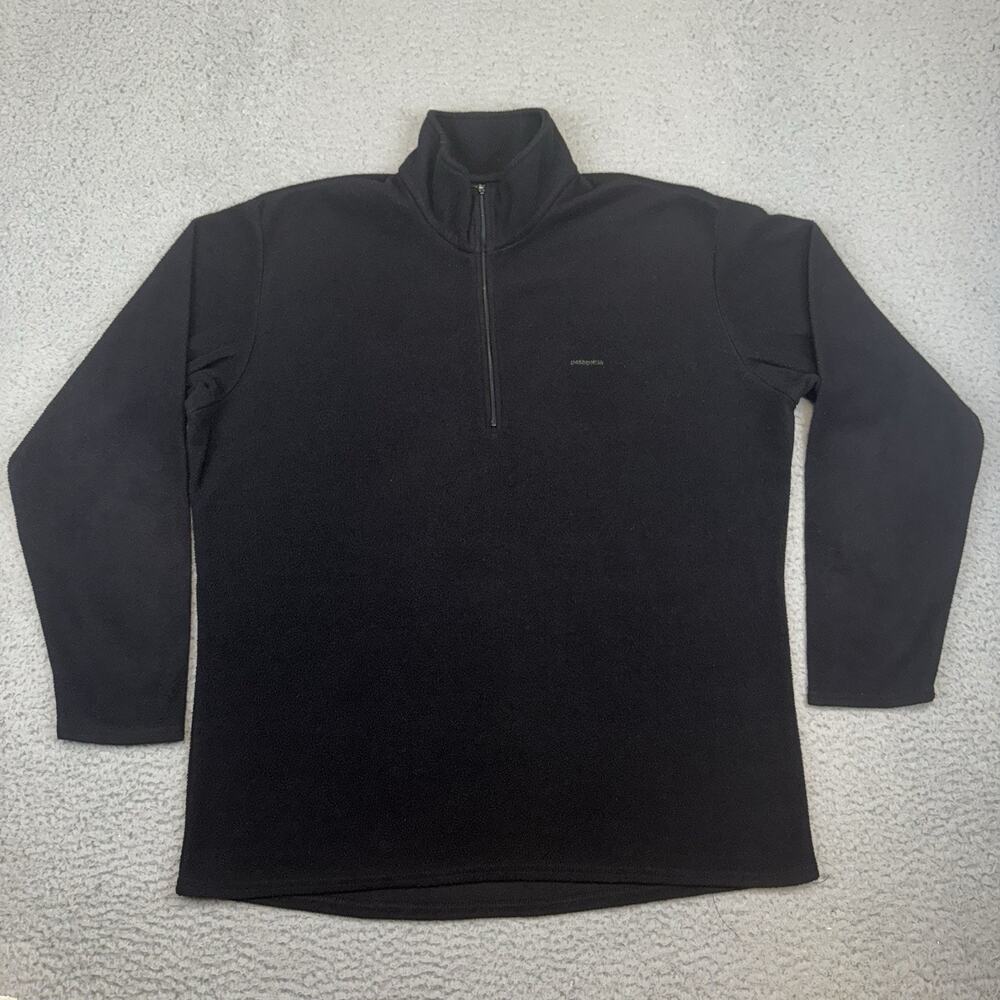 Vintage Patagonia Capilene 1/4 Zip Black Fleece Pullover Jacket Men’s Size XL